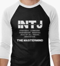 INTJ - Mastermind - Light Text Men's Baseball ¾ T-Shirt