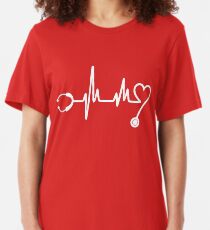 Hearbeat Stethoscope Slim Fit T-Shirt
