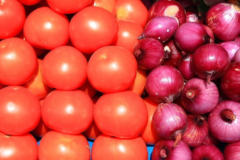 "Tomatoes and Red Onions" by rhamm Redbubble