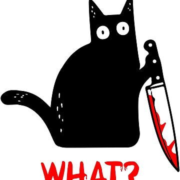 Funny Black Cat WHAT? - Murderous Cat Holding Knife Coasters (Set of 4)  for Sale by cxytees