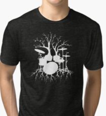 "Live the Beat to the Tempo of Creation" ~ drum tree art , version1 Tri-blend T-Shirt