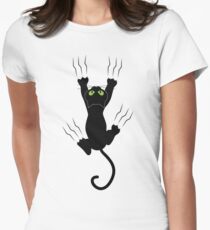 Funny Black Angry Cat T-Shirt I Love Cats Cute Graphic Tee Women's Fitted T-Shirt