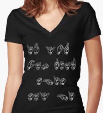 ASL (American Sign Language) Tshirt -If you can read this ... Women's Fitted V-Neck T-Shirt