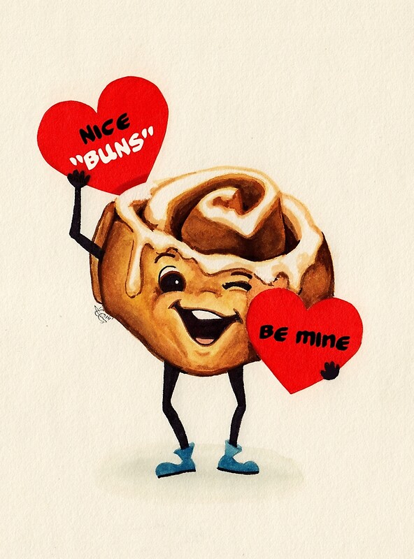 "Cinnamon Bun Valentine" by Kelly Gilleran | Redbubble