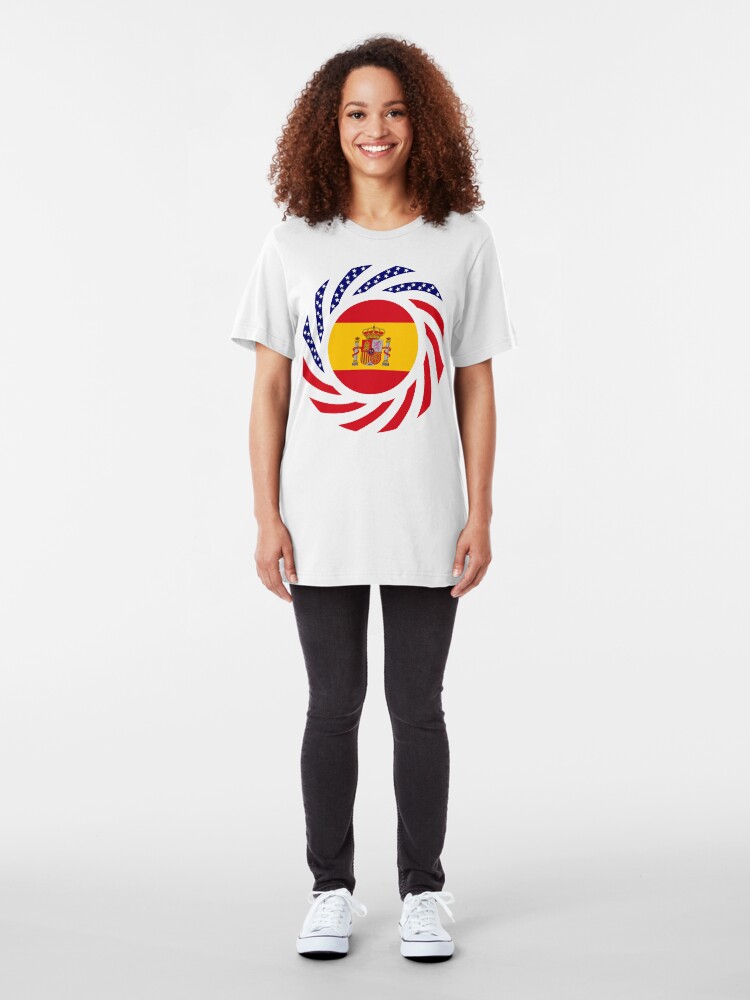 Alternate view of Spanish American Multinational Patriot Flag Series Slim Fit T-Shirt