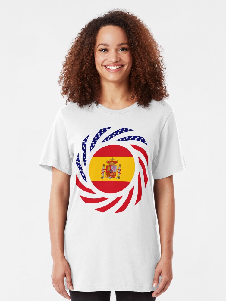 Alternate view of Spanish American Multinational Patriot Flag Series Slim Fit T-Shirt