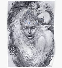 Fairy lady with white peacocks. Poster