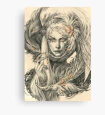 Lady with hawks and amber jewelry Canvas Print