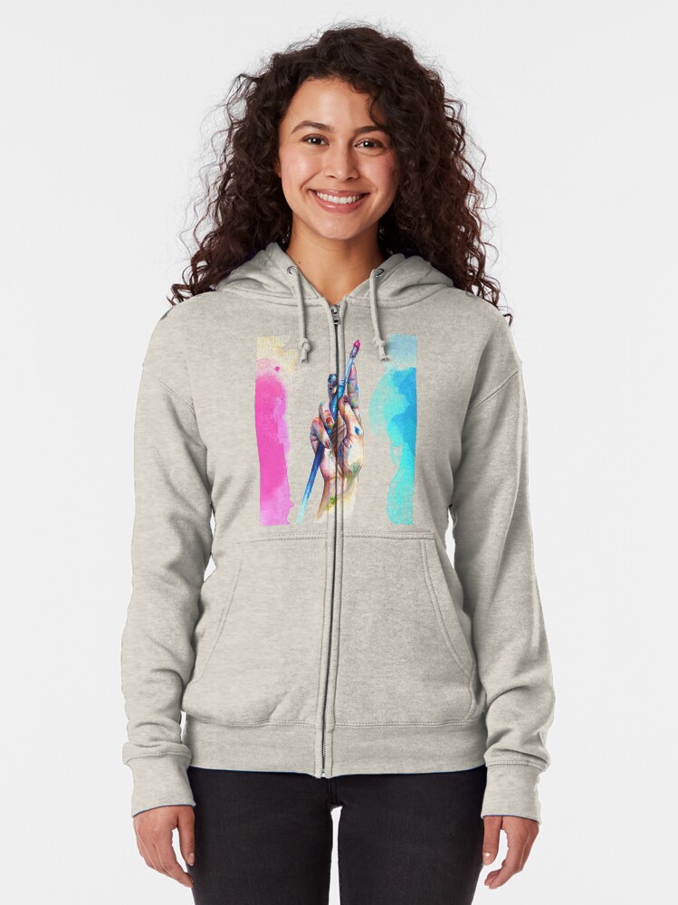 Alternate view of Painter's Hand Zipped Hoodie