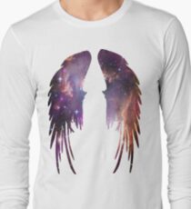 Engels-Rosa-Galaxie-Flügel Langarmshirt