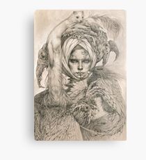 Fairy lady with ermine and birds Metal Print