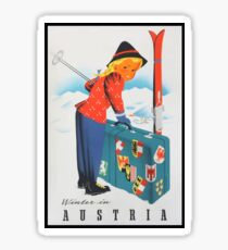 Winter in Austria Vintage Travel Poster Sticker