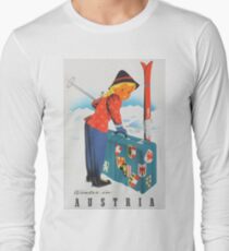 Winter in Austria Vintage Travel Poster Long Sleeve T-Shirt