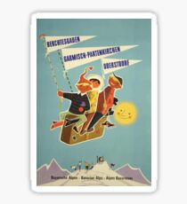 Austria, Germany Bavarian Alps Vintage Travel Poster Sticker