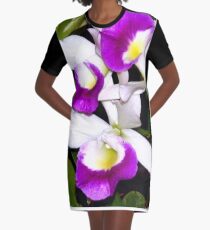 Purple and white pond orchids Graphic T-Shirt Dress