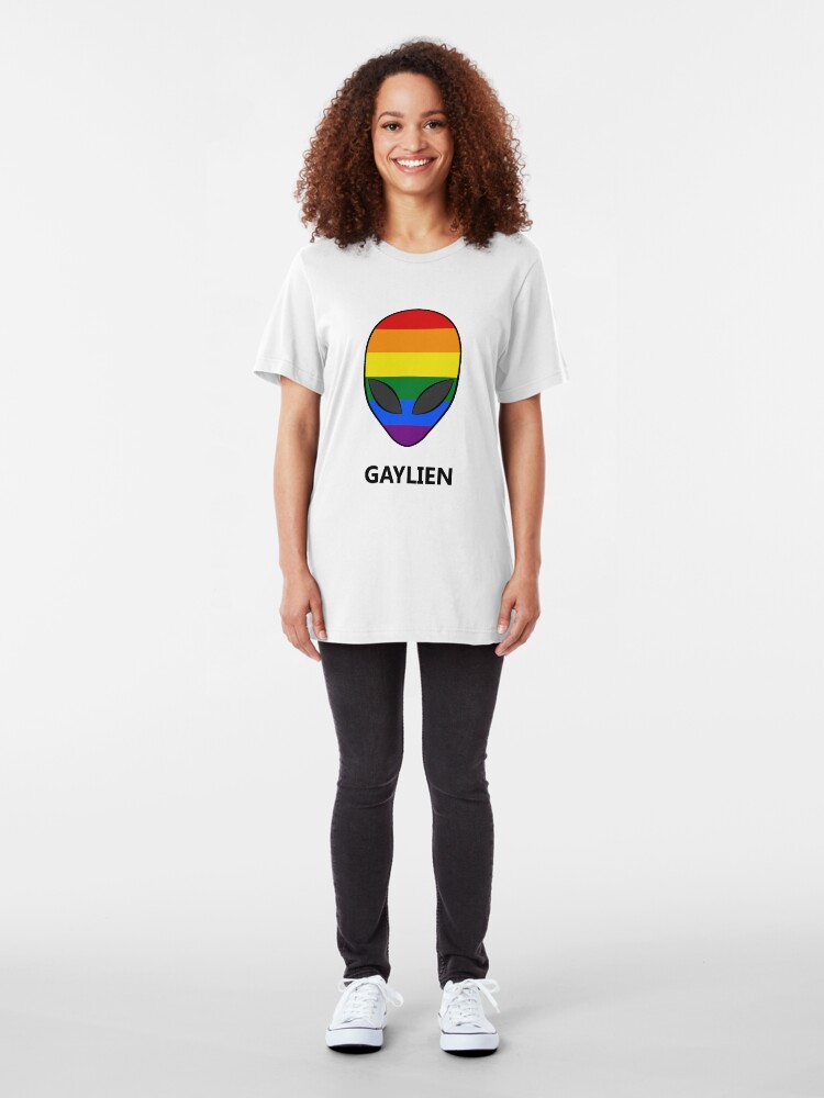 Alternative Ansicht von Gaylien Regenbogen LGBT Stolz Slim Fit T-Shirt