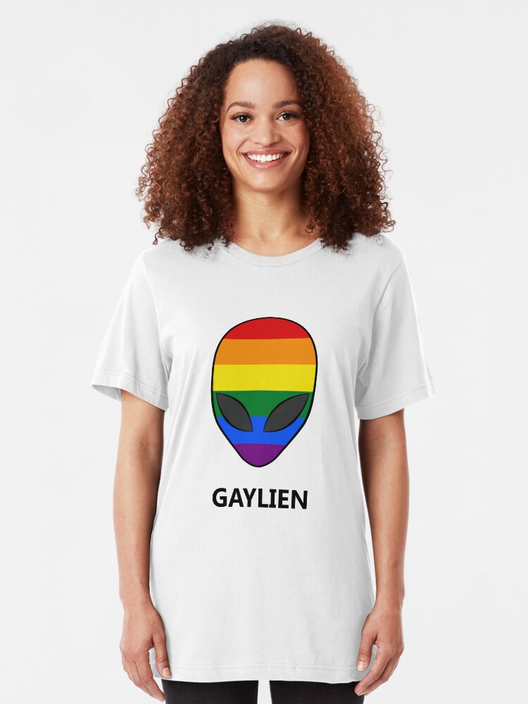 Alternative Ansicht von Gaylien Regenbogen LGBT Stolz Slim Fit T-Shirt