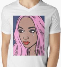 Pink Pastel Crying Comic Girl Men's V-Neck T-Shirt