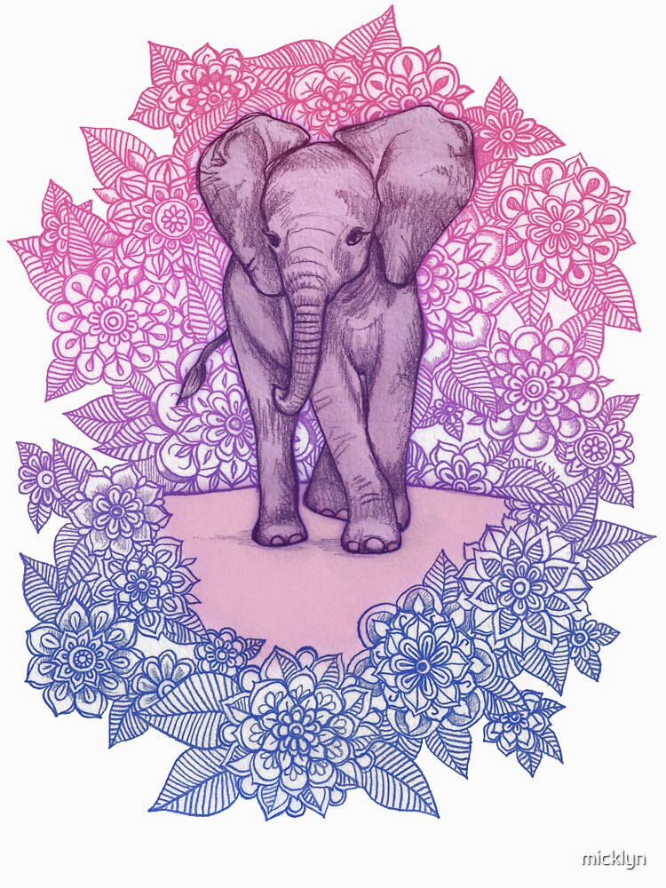 Niedlicher Baby-Elefant in rosa, lila und blau von micklyn