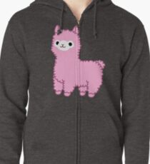 Pink Alpaca Zipped Hoodie