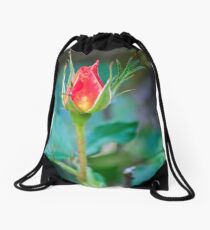 Single Red Bud Drawstring Bag