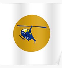 Helicopter Chopper Flying Circle Retro Poster