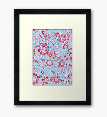 Sweet Spring Floral - cherry red & bright aqua Framed Print