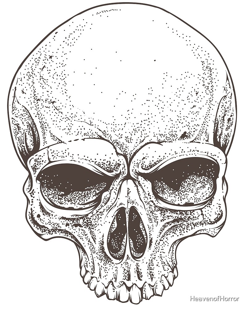 "Realistic skull illustration in black & white" by HeavenofHorror