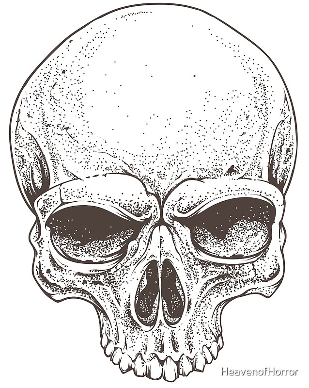 "Realistic skull illustration in black & white" by HeavenofHorror