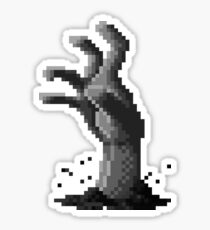 Zombie Grasp Pixels Black and White Sticker