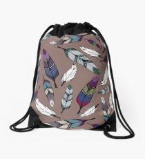 Colorful tribal feathers print. Vector illustration Drawstring Bag