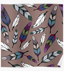 Colorful tribal feathers print. Vector illustration Poster
