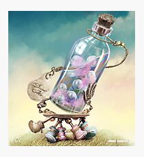 Drink me, A bottle walking away Photographic Print