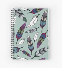 Colorful tribal feathers on mint background. Vector illustration print Spiral Notebook