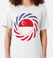Singapore American Multinational Patriot Flag Series Slim Fit T-Shirt