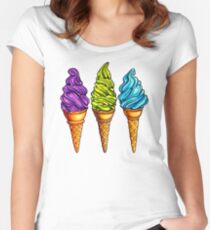 Ice Cream Purple Blue Green Pattern Women's Fitted Scoop T-Shirt