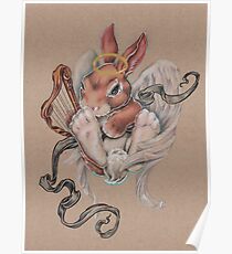 Angel Bunny (with harp and halo) Poster