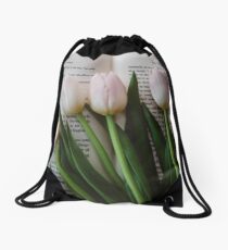 Tulips and Literature Drawstring Bag