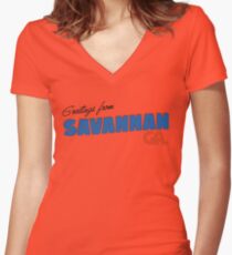Greetings from Savannah Women's Fitted V-Neck T-Shirt