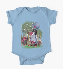 Cute girl with roses One Piece - Short Sleeve