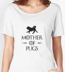 Camiseta ancha para mujer Madre de Pugs - Negro