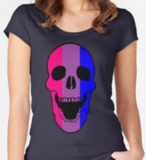 Bi Pride Flag Skull Fitted Scoop T-Shirt