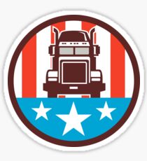 Truck USA Flag Circle Retro Sticker
