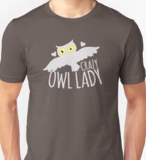 Crazy owl lady (white snowy owl) Slim Fit T-Shirt
