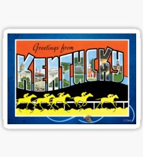 Vintage Kentucky Horse Racing Greeting Post Card Sticker