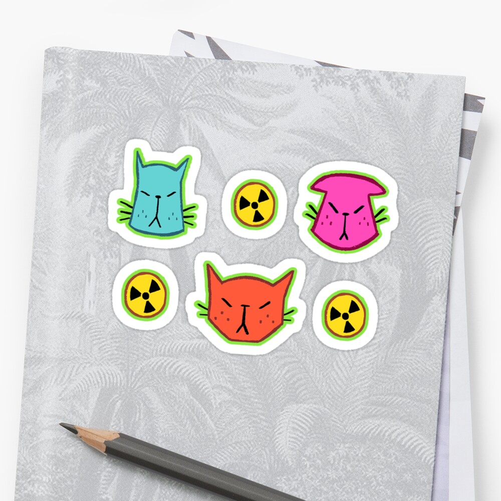 Nuclear Cats Sticker By Doodledate Redbubble