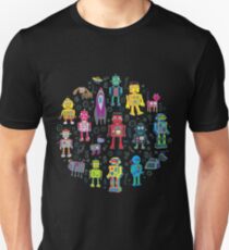 Robots in Space - black - fun pattern by Cecca Designs Unisex T-Shirt