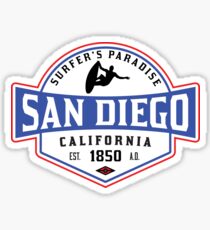 SURFING SAN DIEGO SURF CALIFORNIA SURFER'S PARADISE BEACH SURFBOARD Sticker