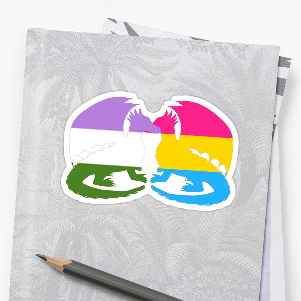 Genderqueer Pansexual Pride Dragons Sticker By Shaneisadragon Redbubble