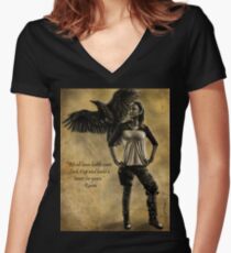 Raven Stay Strong 2 Women's Fitted V-Neck T-Shirt